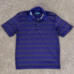 PGA Tour Purple and Gray Striped Polo Shirt